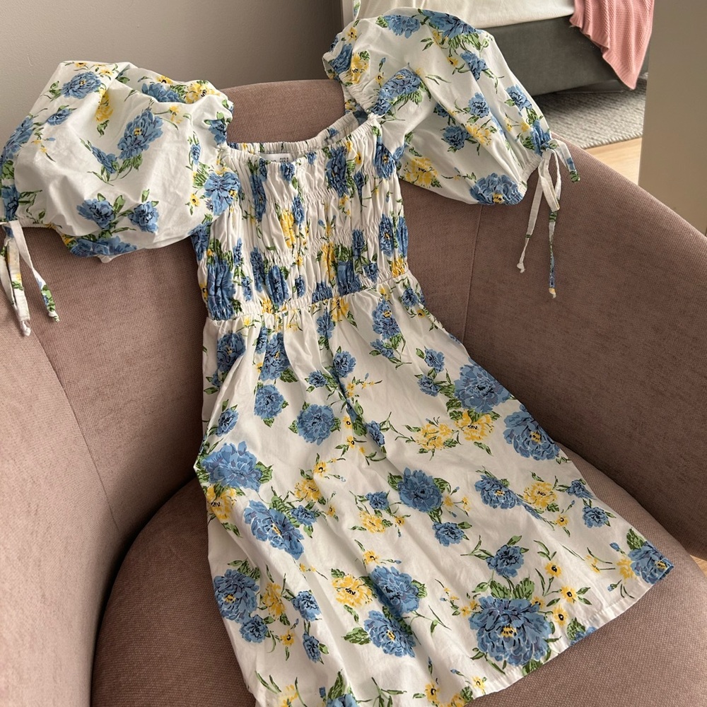 XS Faithful the Brand Smocked Mini Dress